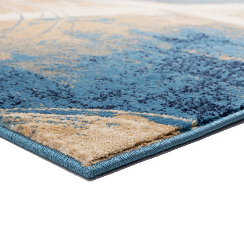 Wrought Studio Bellicent Abstract Blue/Biege Area Rug & Reviews Wayfair